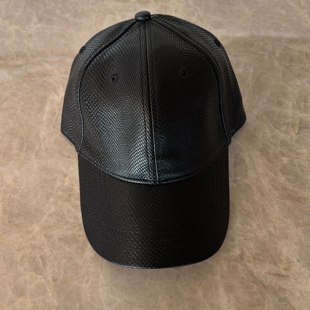 NWOT Black Faux Leather Baseball Cap